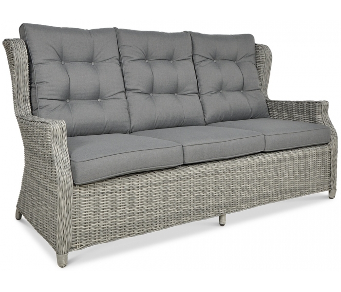 Sofa ogrodowa z technorattanu TRIVENTO 3 Stone Grey