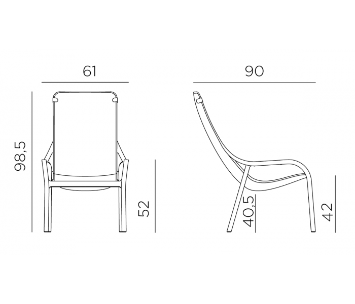 Krzeslo NARDI Net Lounge Bianco wymiary