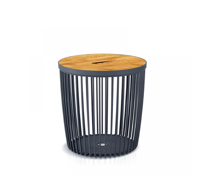 Stolik z drewnianym blatem Cubo 59x59x45cm, antracytowy - PROSPERPLAST
