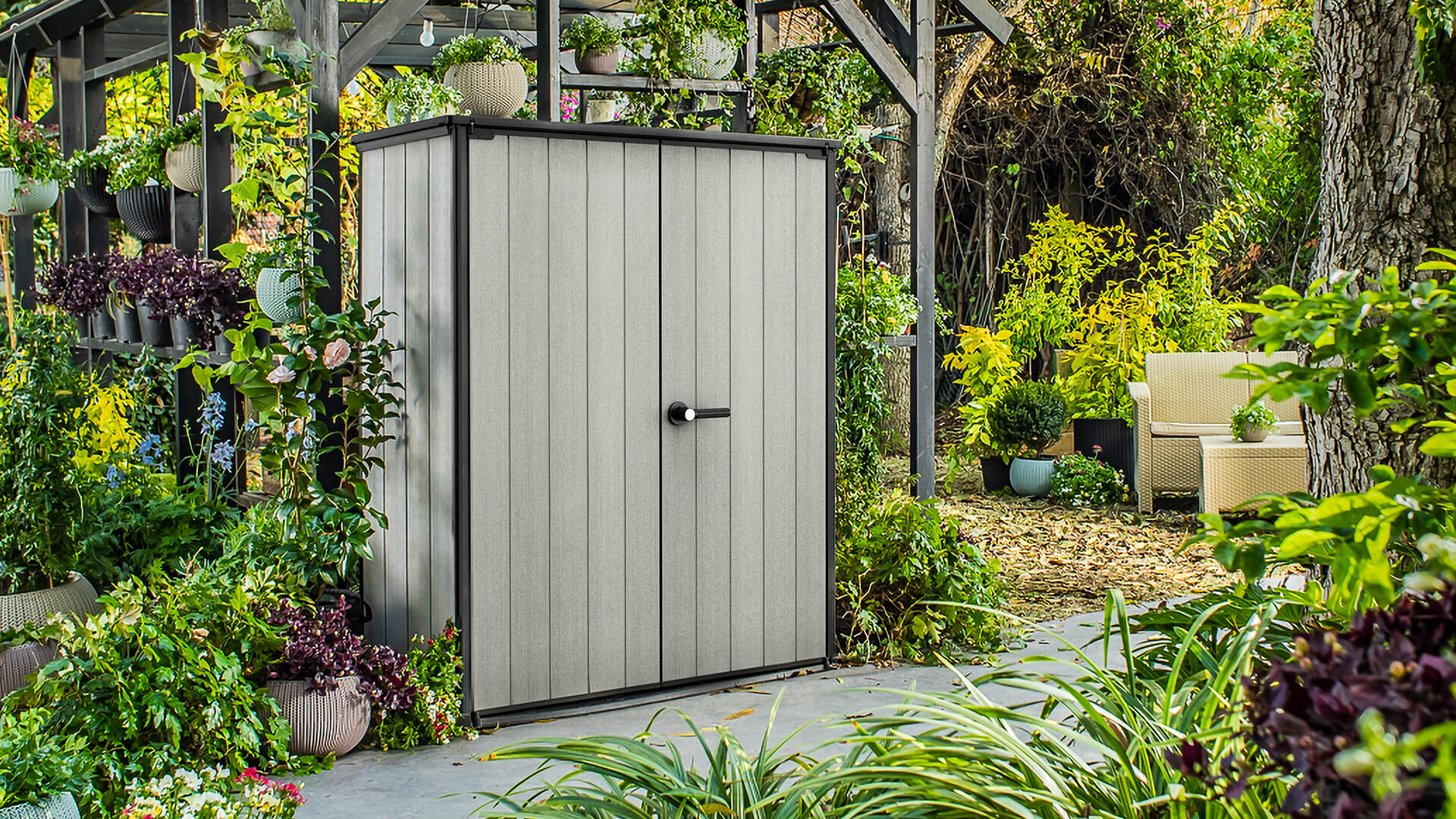 Domki i skrzynie Szafa schowek ogrodowy Keter HIGH STORE PLUS